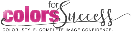 Colors for Success logo featuring bold pink "colors" lettering with elegant cursive "Success" and the tagline "Color, Style, Complete Image Confidence"